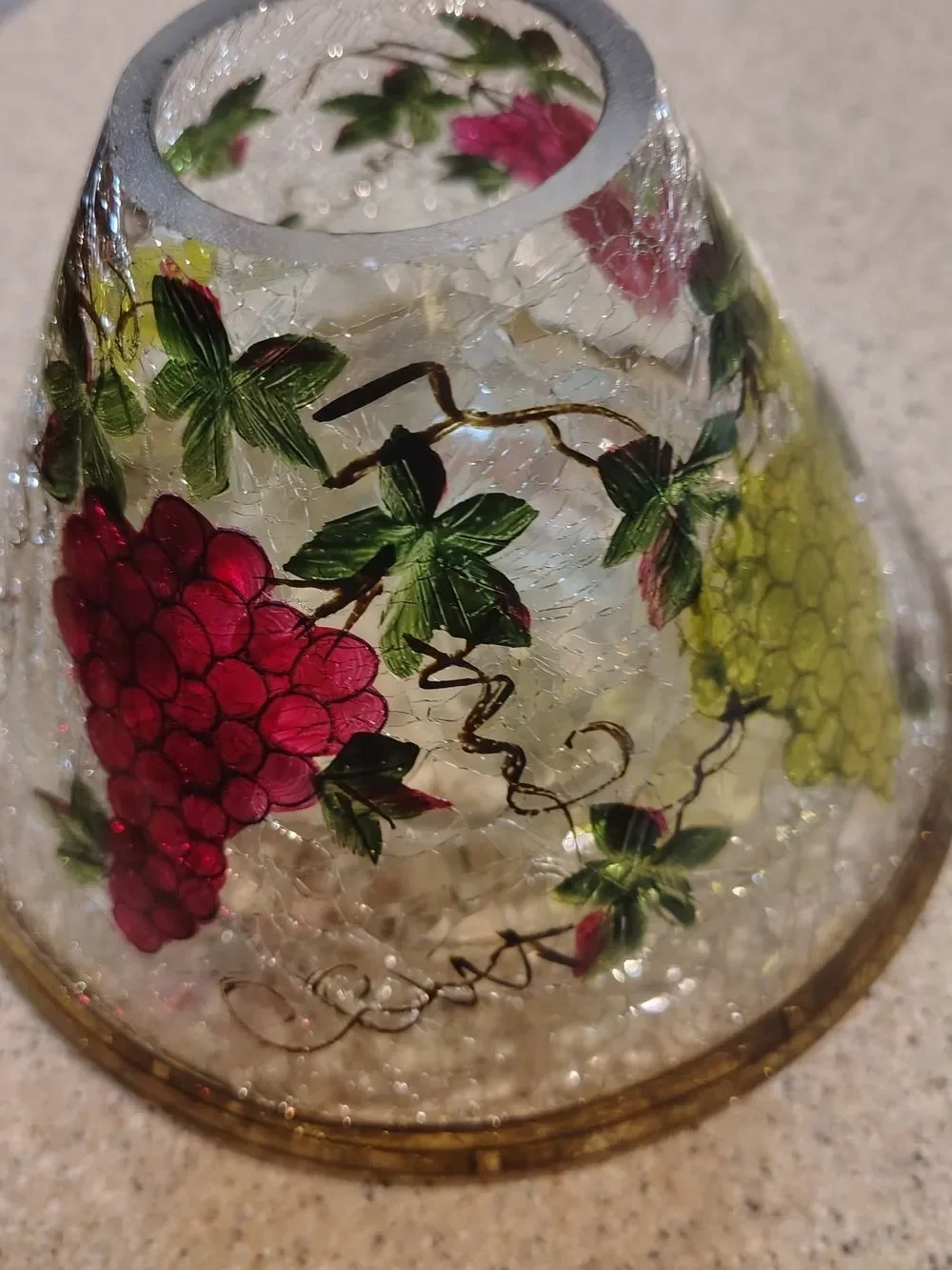 Yankee Candle Crackle Glass Votive — Pink & Green Fruit